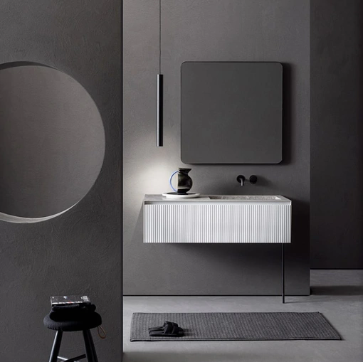 Mobile da Bagno Linear 105 in Bamboo laccato Grigio Cenere di Pirovano Bagni