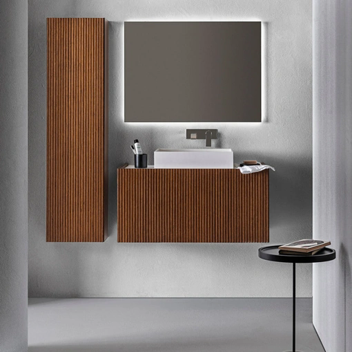 Mobile da Bagno Millennium XL 104 in Bamboo tinto Noce di Pirovano Bagni