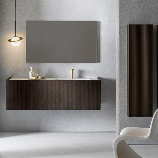 Mobile da Bagno Millennium XL 108 in Bamboo tinto Grigio di Pirovano Bagni