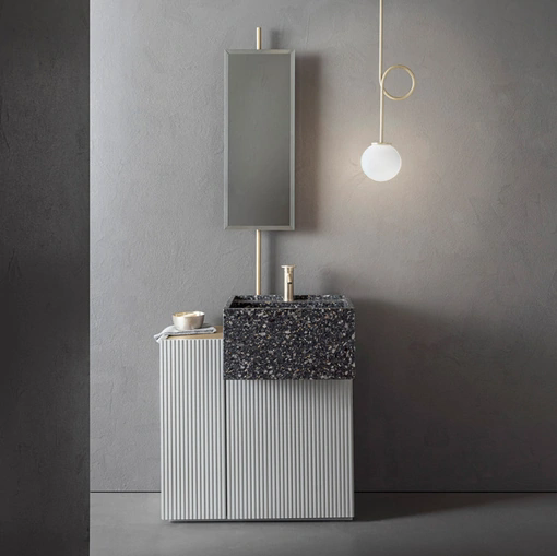 Mobile da Bagno Pilar 103 in Bamboo laccato Grigio Luce di Pirovano Bagni