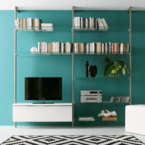 Libreria Portofino in metallo, vetro e laccato di Ponti Terenghi