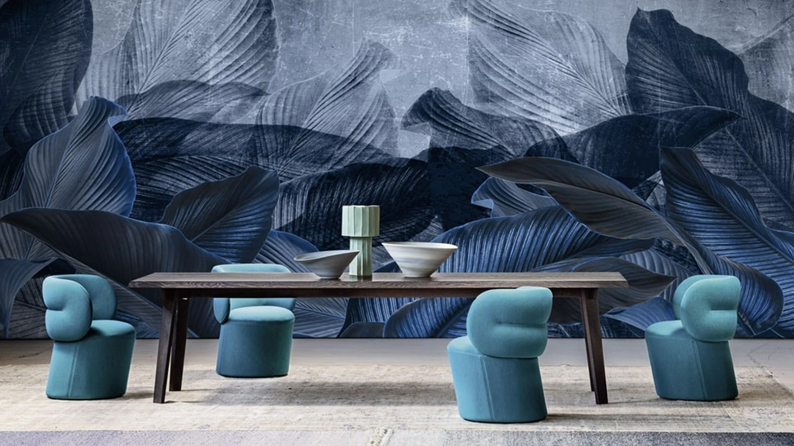 Carta da parati Blue Deep di Spaghetti Wall