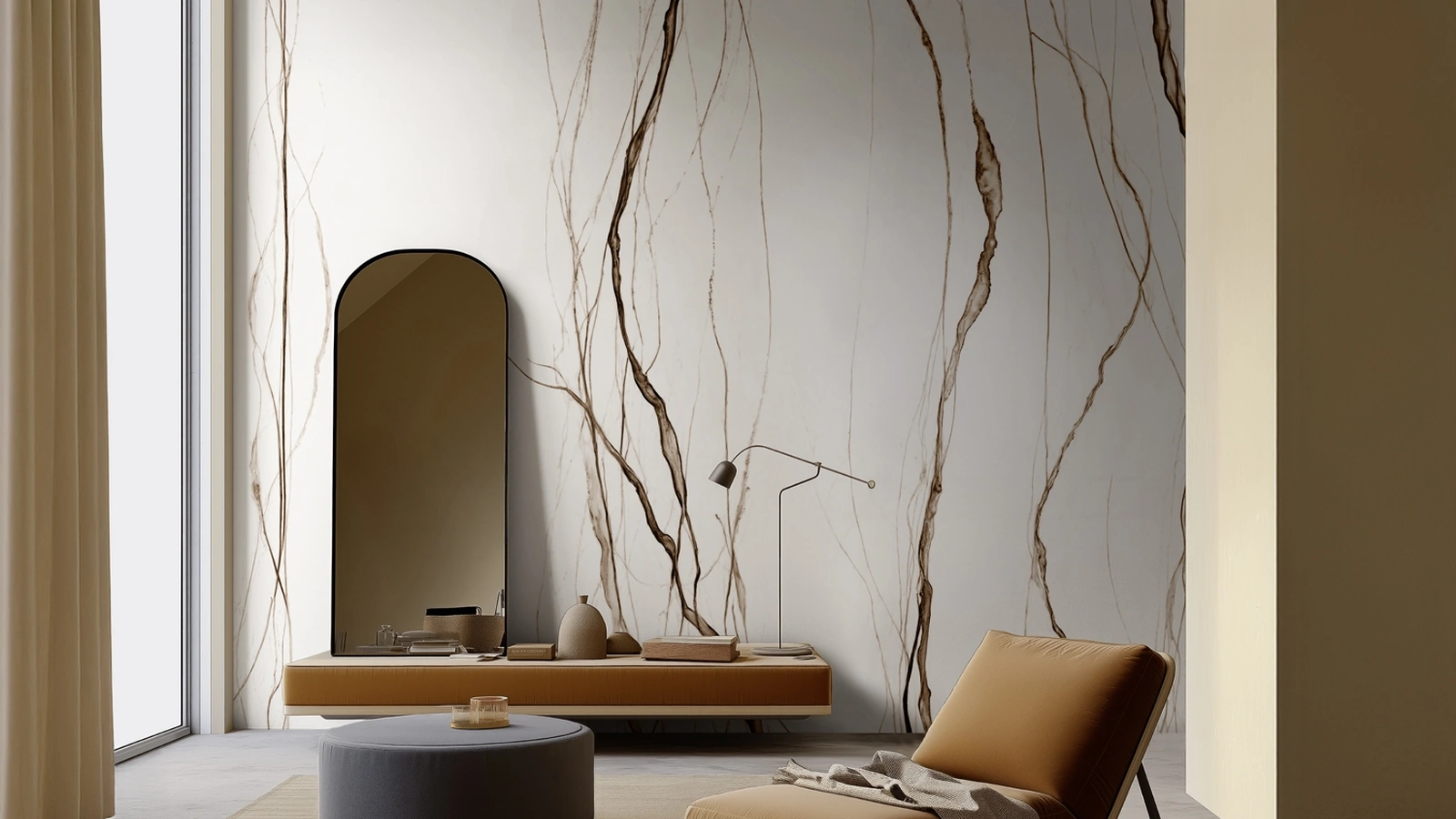 Carta da parati Silk Shadow di Spaghetti Wall