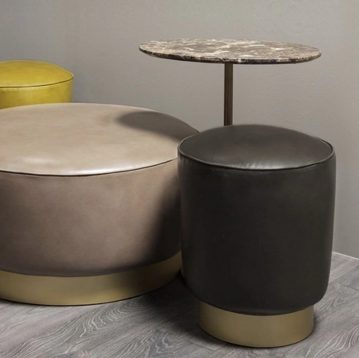 Pouf in pelle A Round di Vibieffe