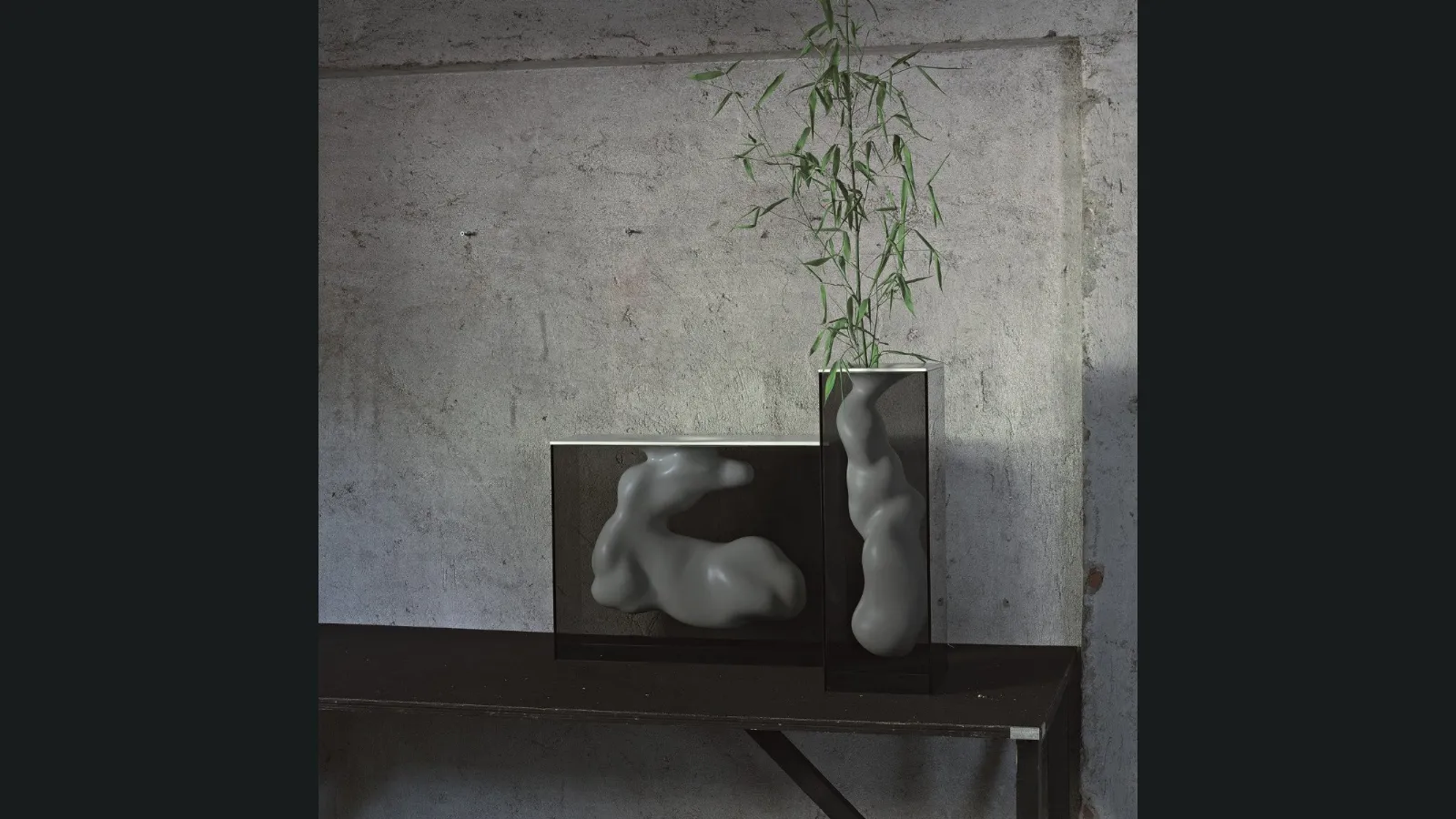 Vasi Angelo e Angela in ceramica con involucro in vetro di Glas Italia