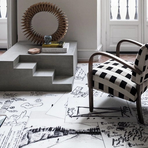 Tappeto effetto carta disegnata Appunti di Mogg