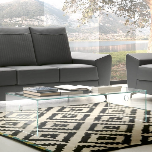 Tavolino moderno Atlantico in cristallo di Ponti Terenghi