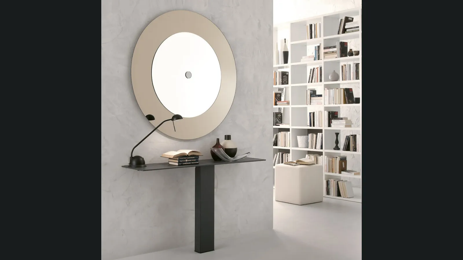 Specchio rotondo Carrè con cornice in vetro Bronzo di Ponti Terenghi