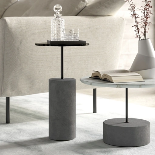 Tavolino con top in marmo o vetro e base in cemento Concrete di Vibieffe