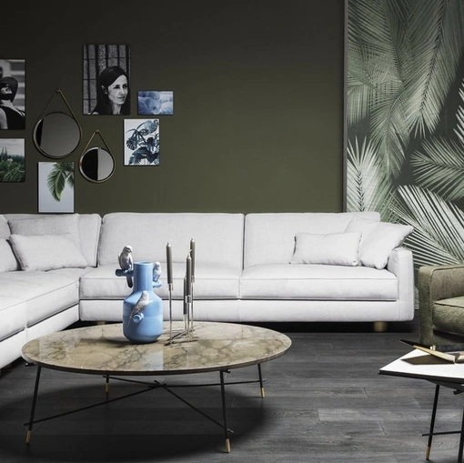 Tavolino rotondo in marmo Cross di Vibieffe