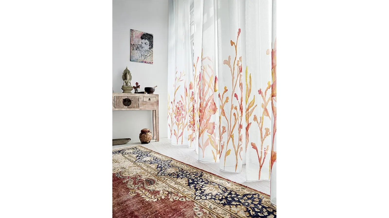 Tenda in tessuto con stampa digitale di foglie acquerellate Floyd di Ado