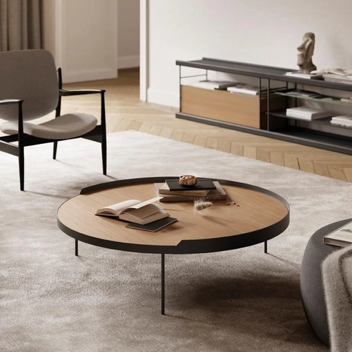 Tavolino Gau con Top finitura legno Tobacco di Treku