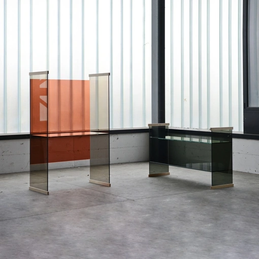 Scrittoio Diapositive in cristallo di Glas Italia