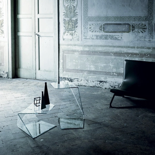 Tavolini Harold and Maude in cristallo trasparente extralight di Glas Italia