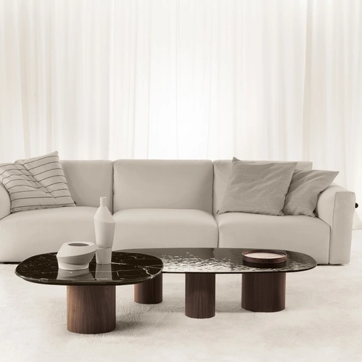 Tavolino Luna in marmo o vetro di Vibieffe