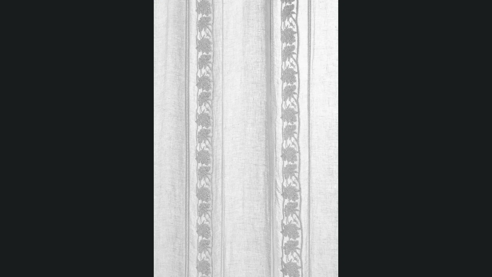 Tenda Mathilde in garza di lino con Fasce Floreali verticali di Mastro Raphael