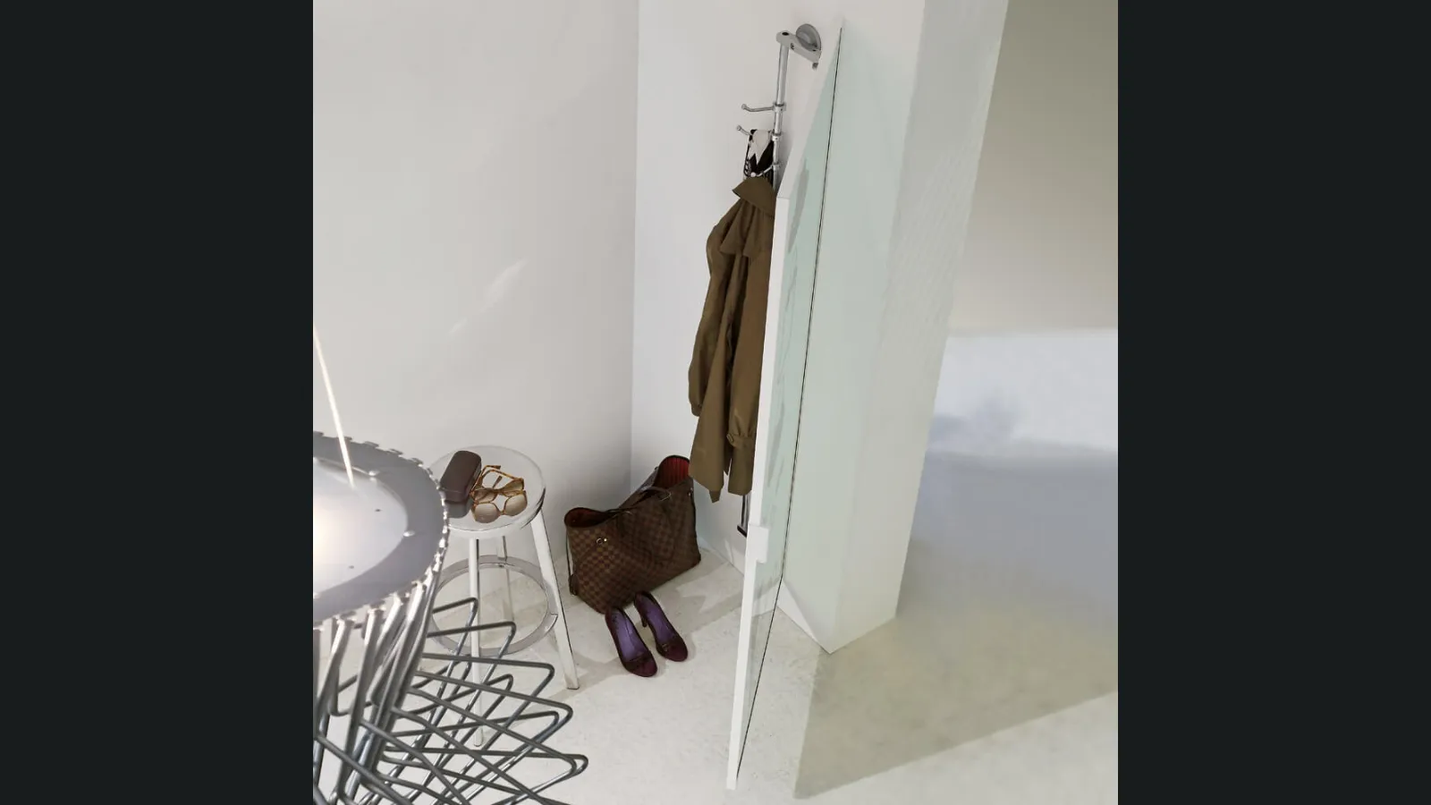 Specchio appendiabiti con telaio in metallo Nascondino di Ponti Terenghi