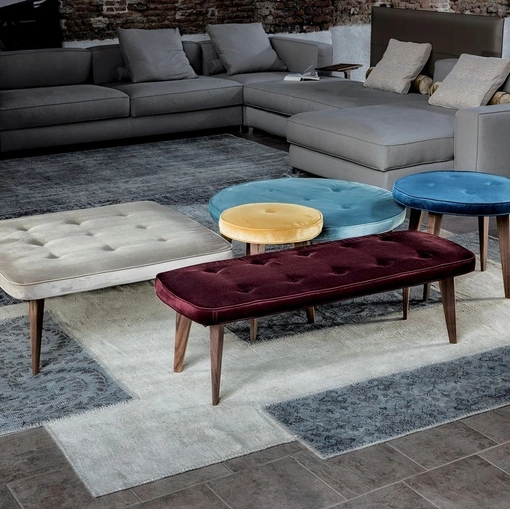 Pouf Pancake in velluto trapuntato di Vibieffe