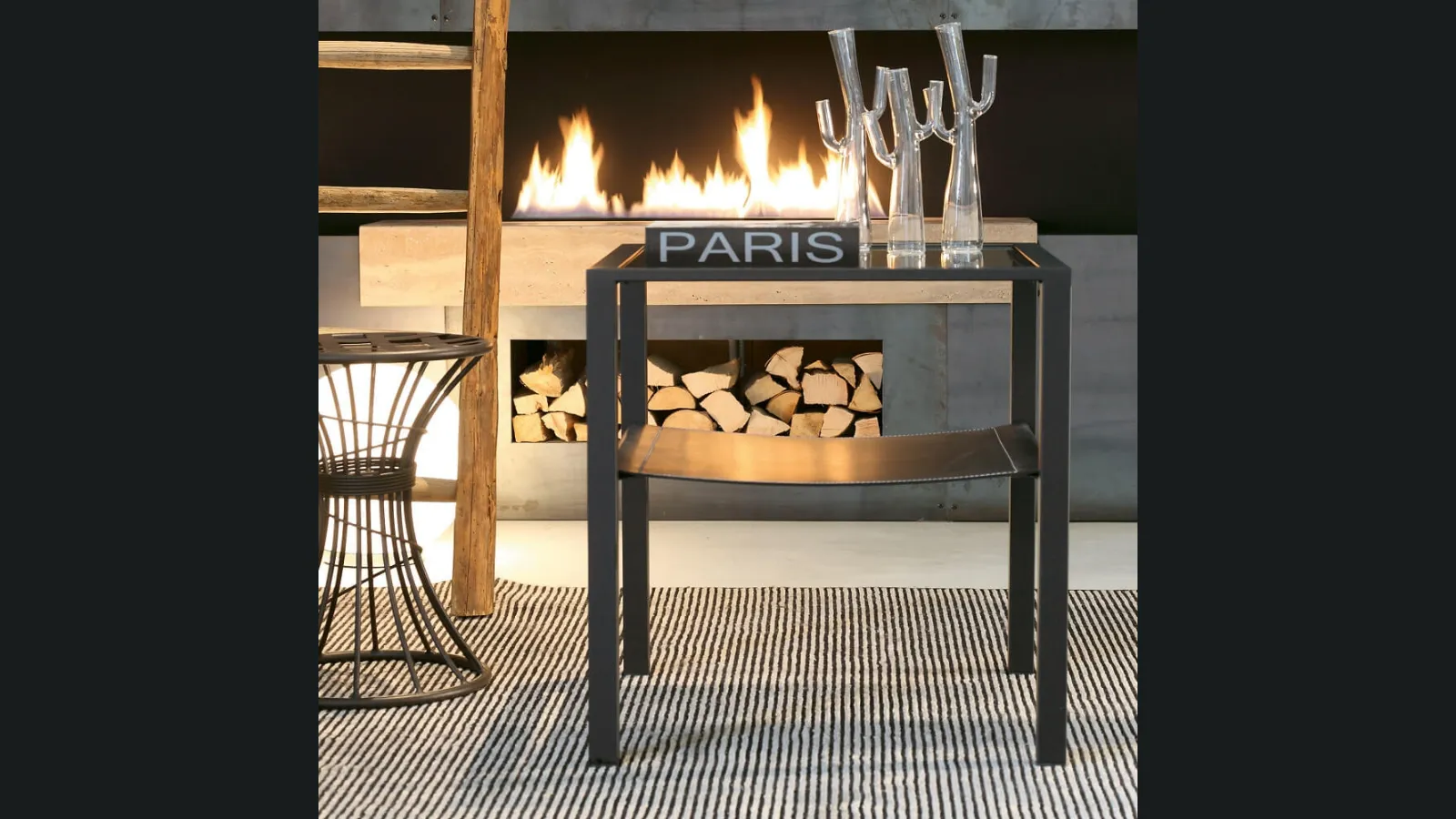 Tavolino in cristallo con piano inferiore in cuoietto Admiral di Ponti Terenghi