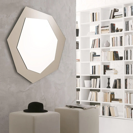 Specchio con cornice in vetro Bronzo Pepita di Ponti Terenghi