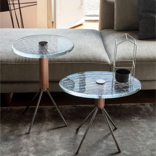 Tavolino rotondo Jelly in vetro fuso di Porada