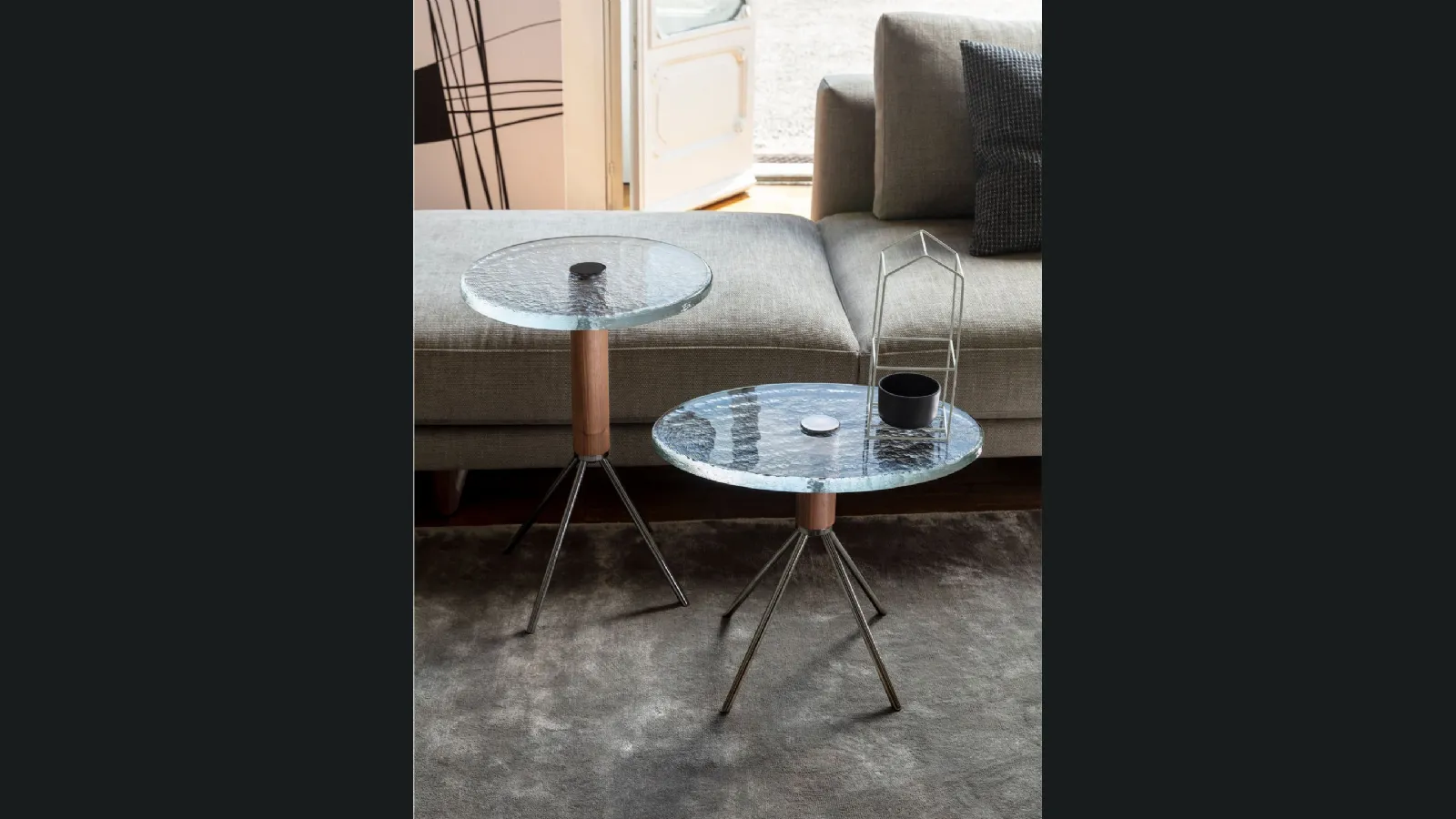 Tavolino rotondo Jelly in vetro fuso di Porada