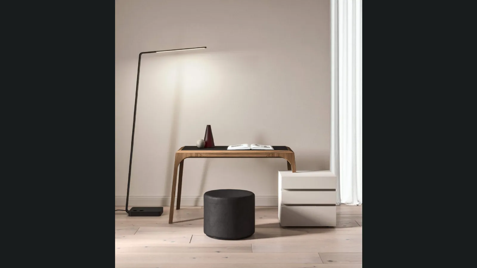 Scrittoio Relevè in legno con inserto in vetro di Presotto