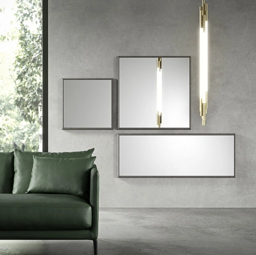 Specchiera Mimesi con cornice in legno verniciata in finitura metallica di Presotto