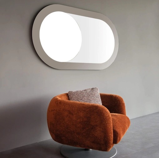  Specchiera Oblò con cornice in vetro platino di Presotto