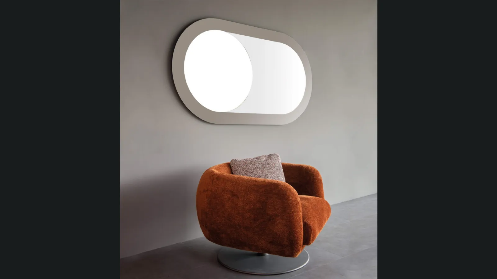  Specchiera Oblò con cornice in vetro platino di Presotto