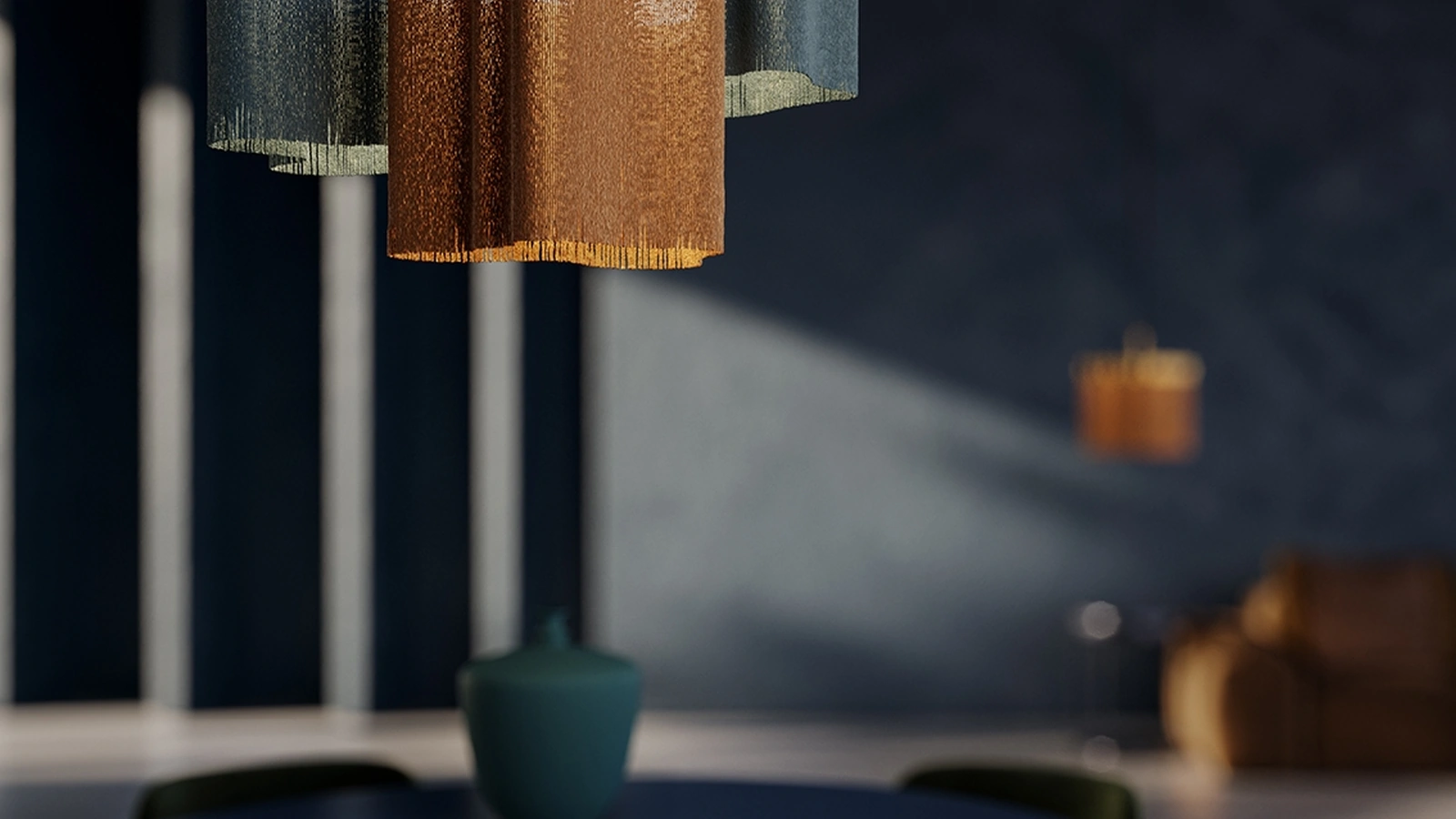 Lampada a sospensione in ottone con frange Arcipelago di Contardi