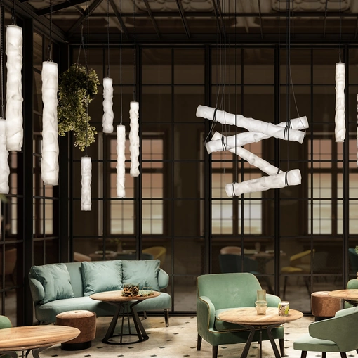 Lampada a sospensione Baggy in policarbonato di Contardi