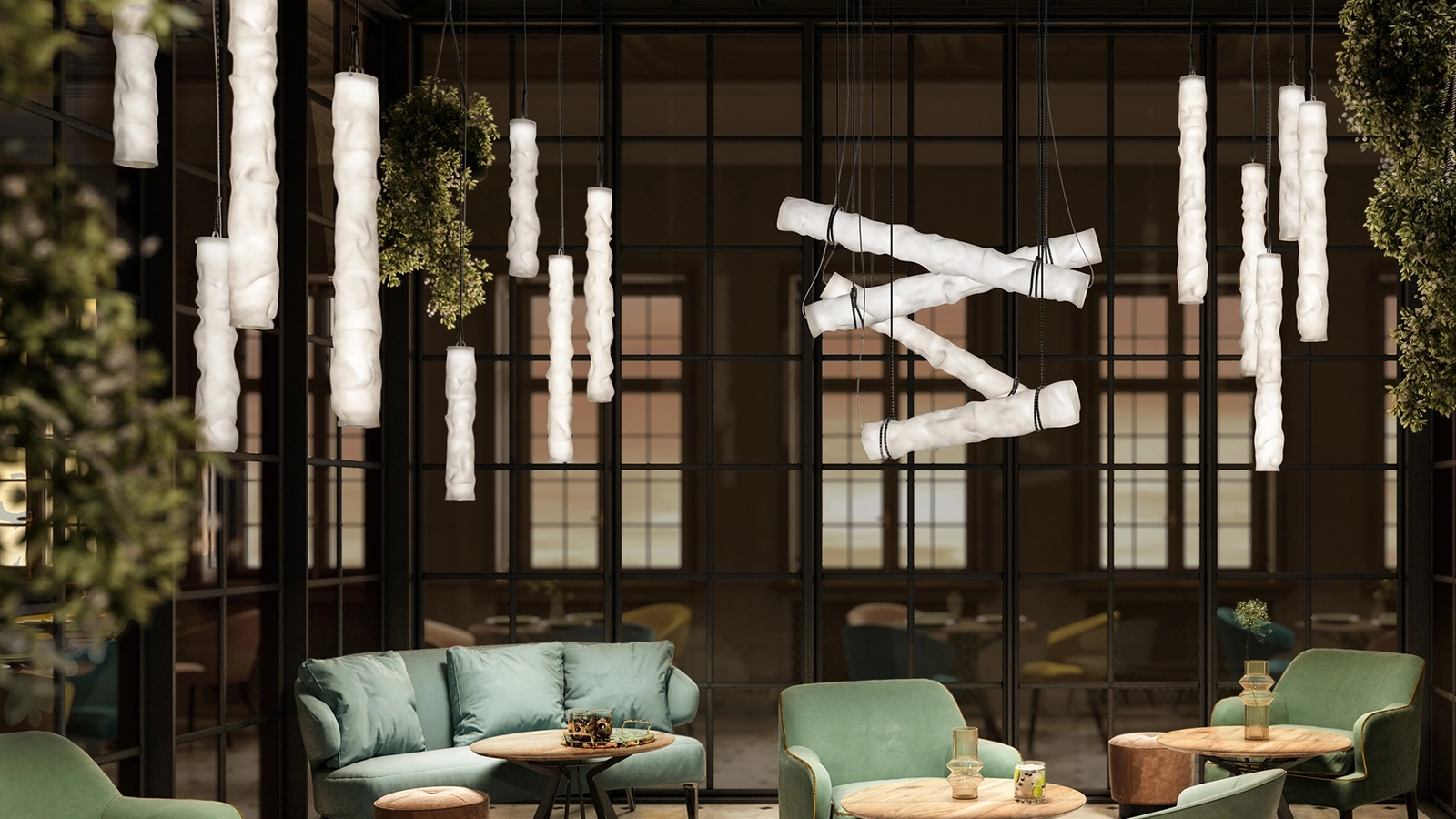 Lampada a sospensione Baggy in policarbonato di Contardi