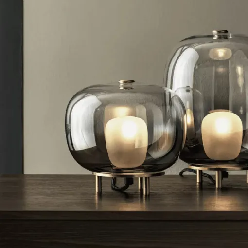 Lampada Blow da tavolo in vetro con base in ottone di Bontempi