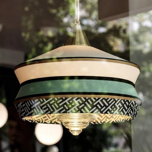 Lampada a sospensione in tessuto e vetro Calypso di Contardi