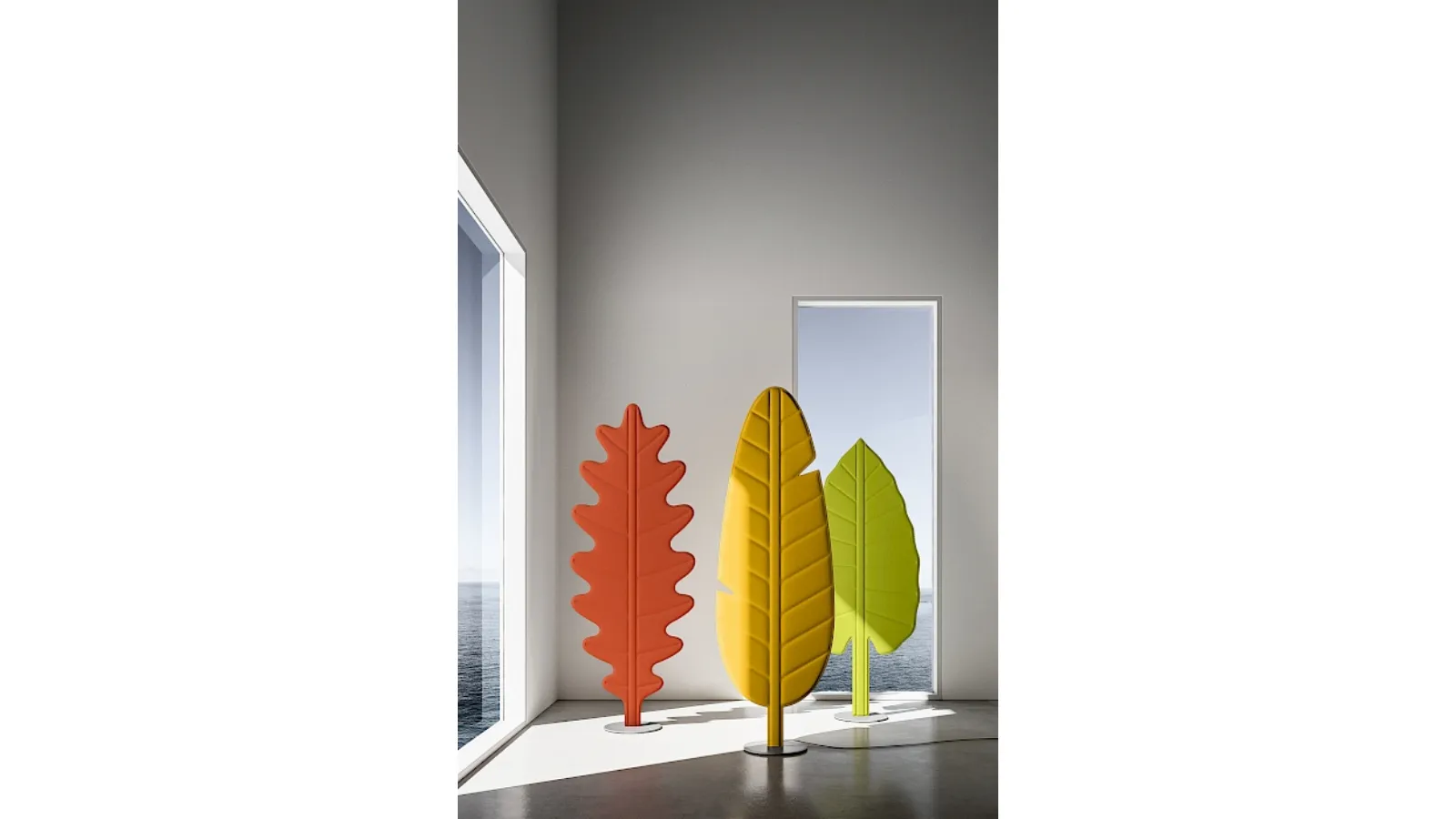 Lampada da terra in tessuto fonoassorbente a forma di foglia Eden Collection di Rotaliana