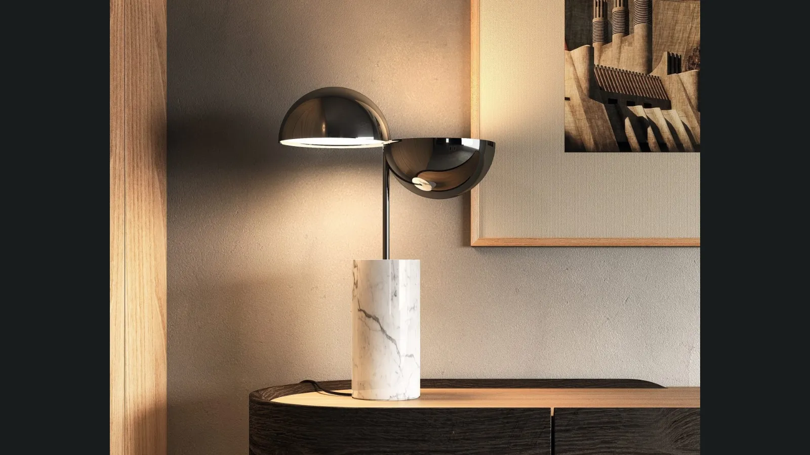 Lampada da tavolo in metallo con base in marmo Elisabeth di Pentalight