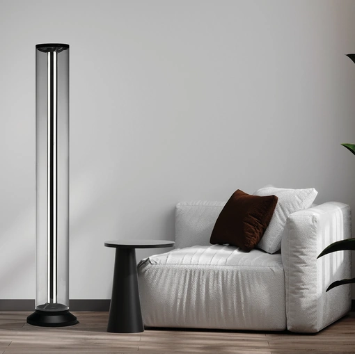 Lampada da terra in vetro e alluminio Lemstation di Vivida International