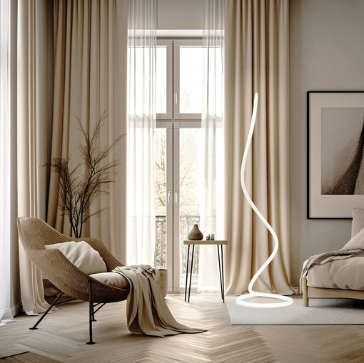 Lampada da terra di design in acrilico e metallo Light Line di Vivida International