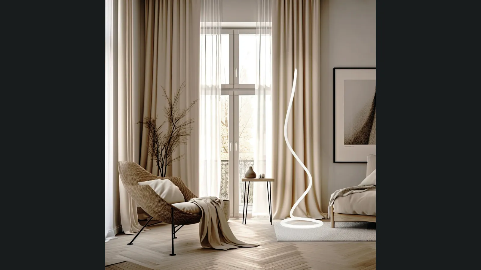 Lampada da terra di design in acrilico e metallo Light Line di Vivida International