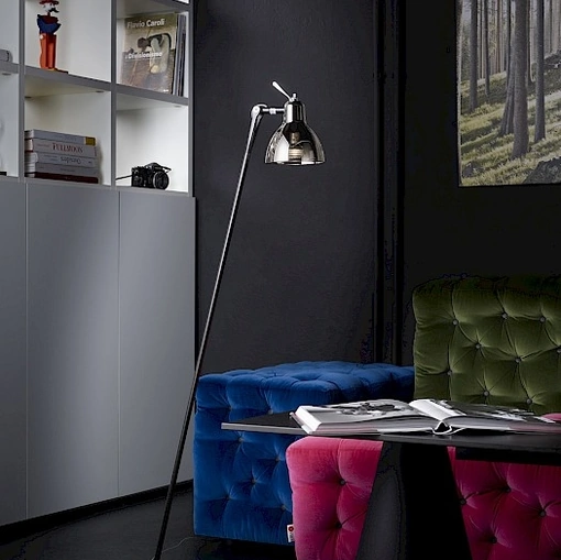 Lampada da terra in metallo con diffusore in vetro Luxy di Rotaliana