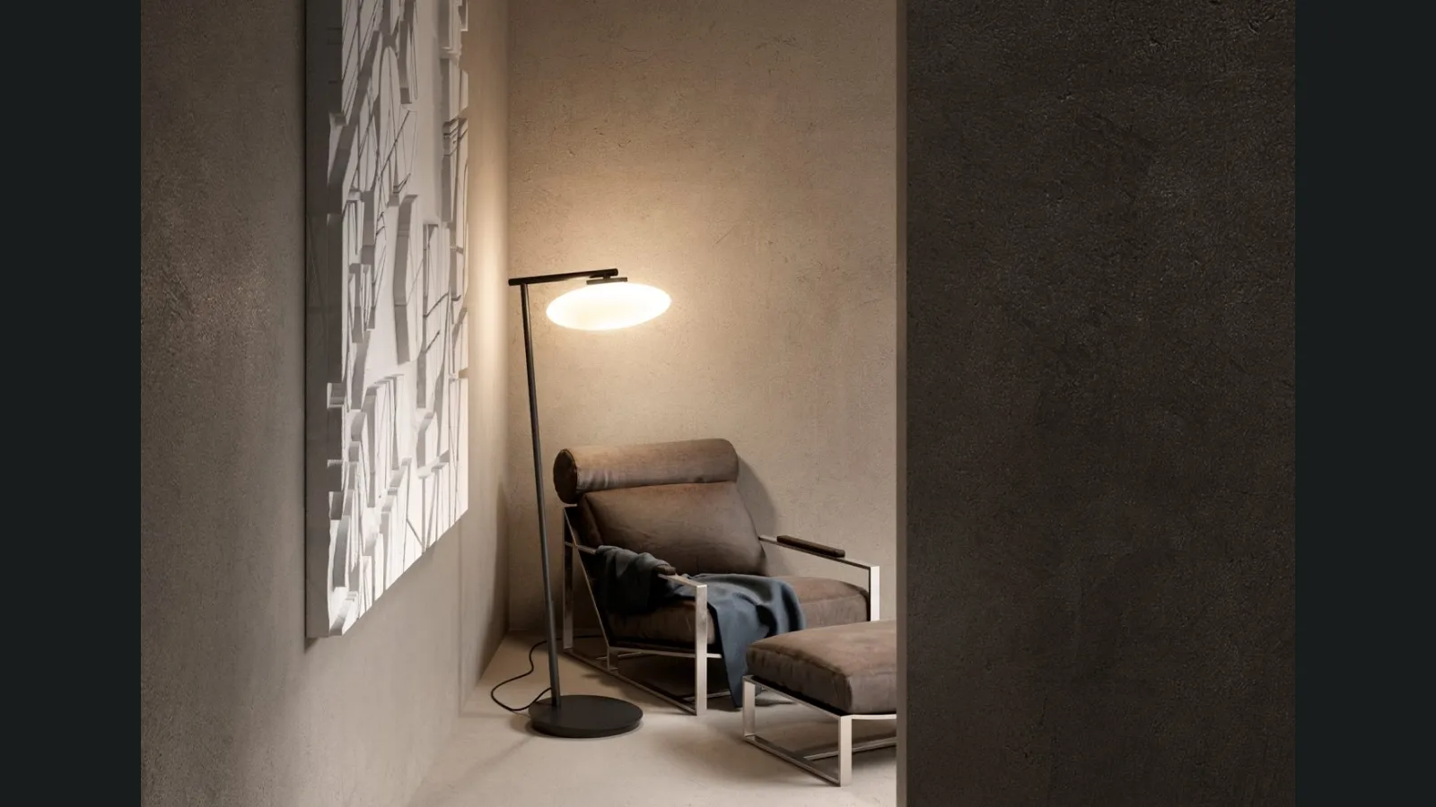 Lampada da terra in metallo con diffusore in vetro ovale Mamì 01 di PentalightLampada da terra in metallo con diffusore in vetro ovale Mamì 01 di Pentalight