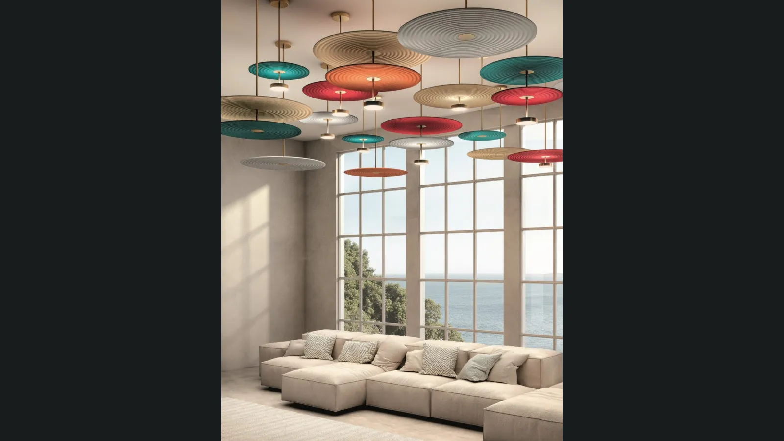 Lampada fonoassorbente a sospensione Feel di Pentalight