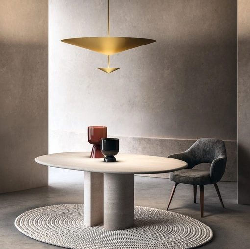 Lampada a sospensione in metallo dorato Narciso di Pentalight