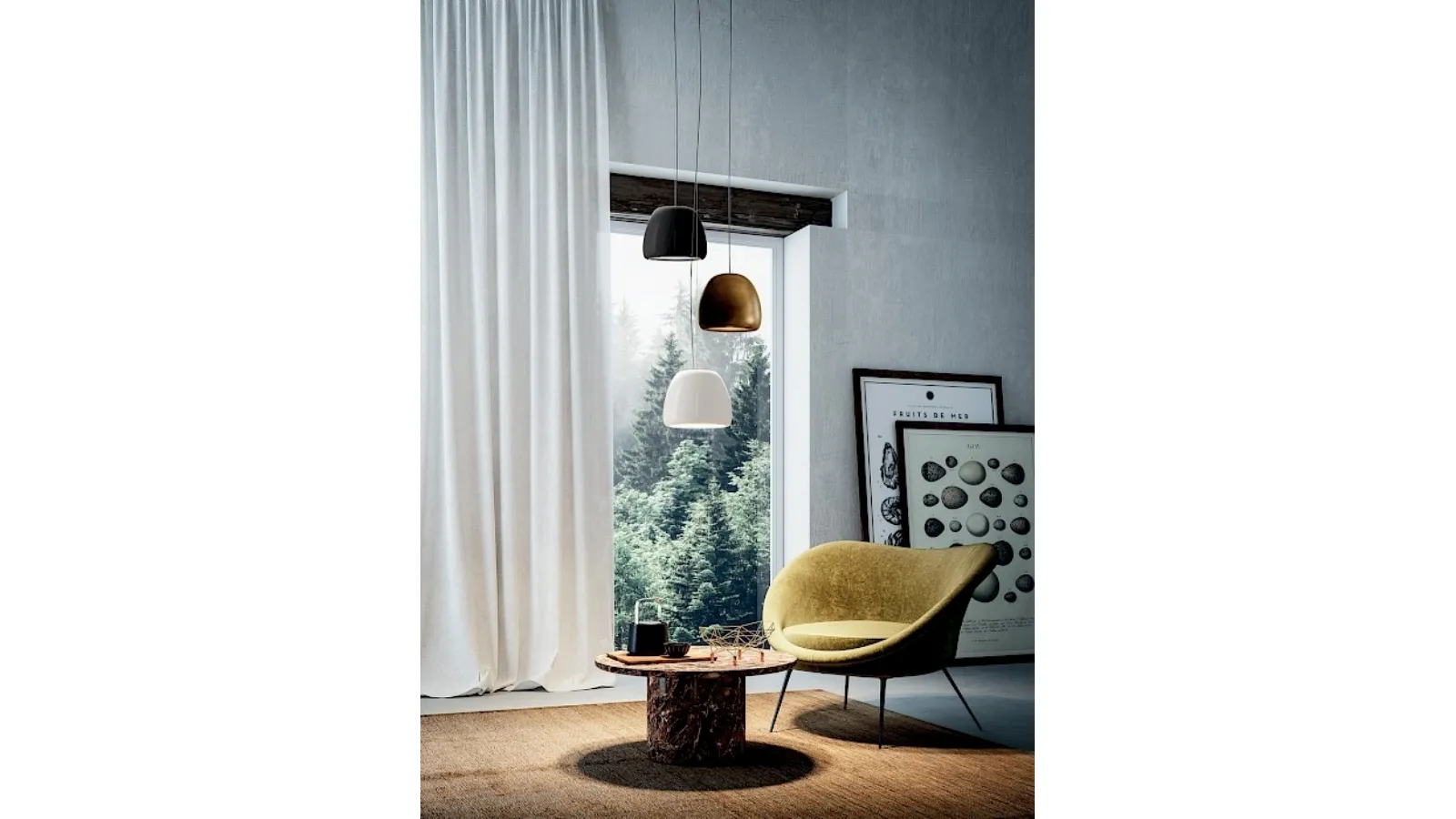 Lampada a sospensione in lastra di metallo dalla forma organica Pomi di Rotaliana