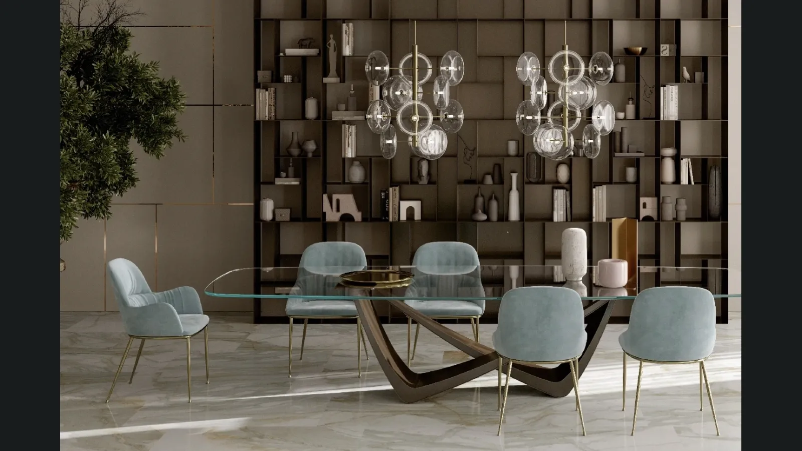 Lampada a sospensione Spark in vetro e ottone di Bontempi