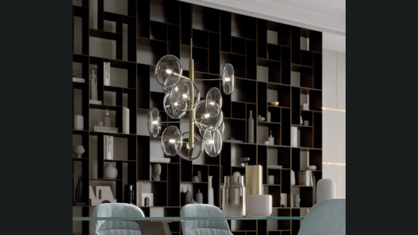 Lampada a sospensione Spark in vetro e ottone di Bontempi