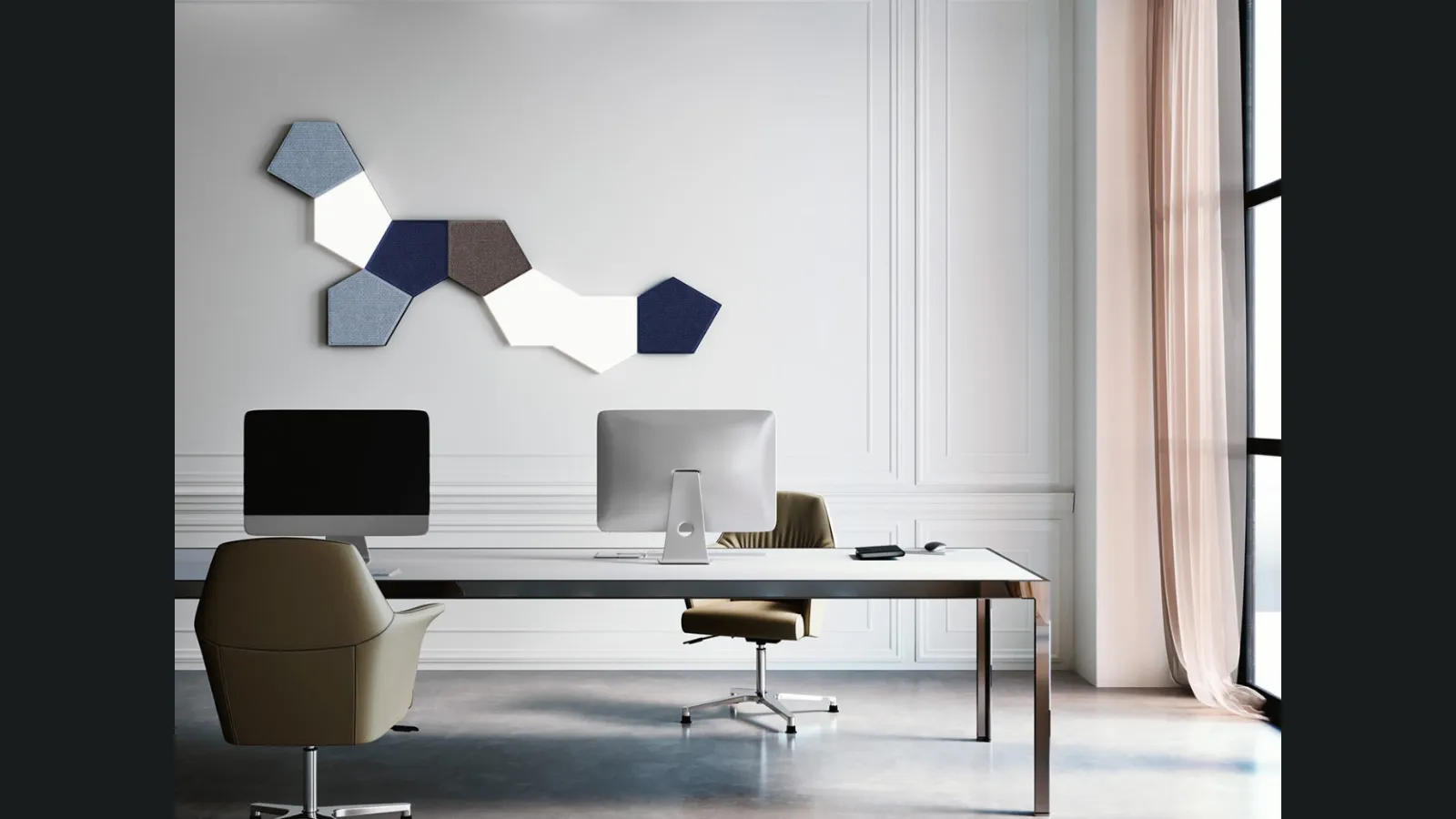 Lampada da parete in tessuto fonoassorbente Tile Applique di Pentalight