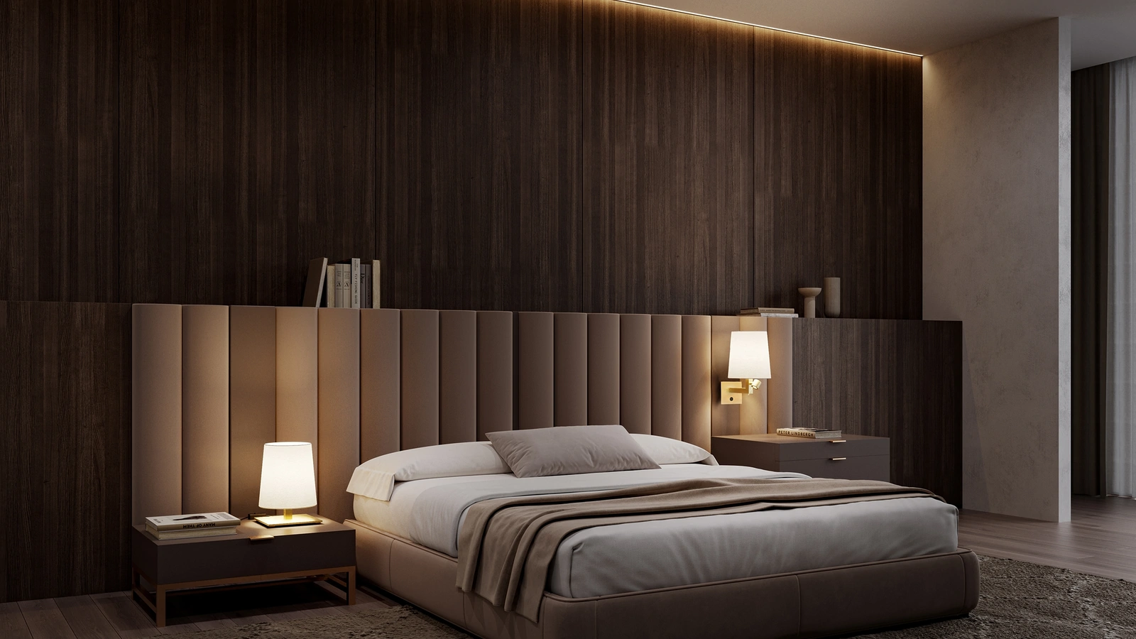 Lampada da tavolo e parete Tonda in ottone e cotone di Contardi