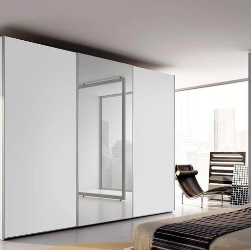 Armadio Anta Scorrevole in melaminico con anta centrale a specchio 33D di Ferrimobili